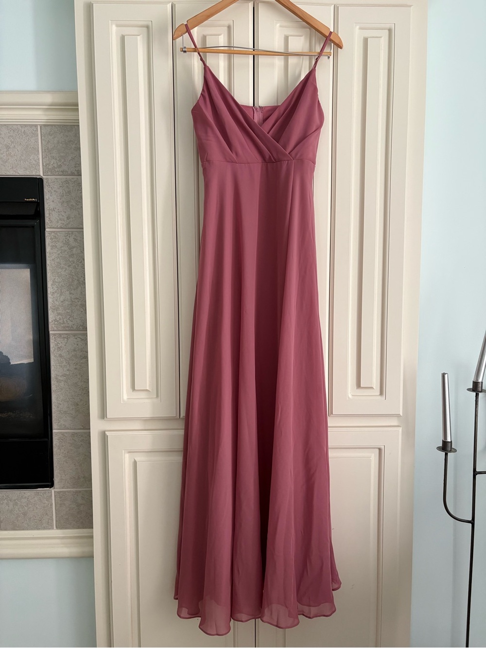 Birdy Grey Blush Pink Chiffon Spaghetti Strap V Neck Bridesmaid Dress S Party